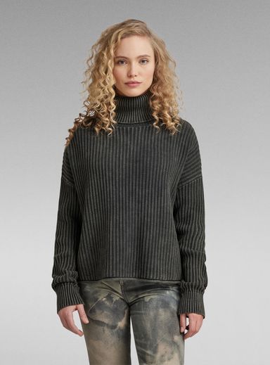 Loose Overdyed Turtle Knitted Sweater